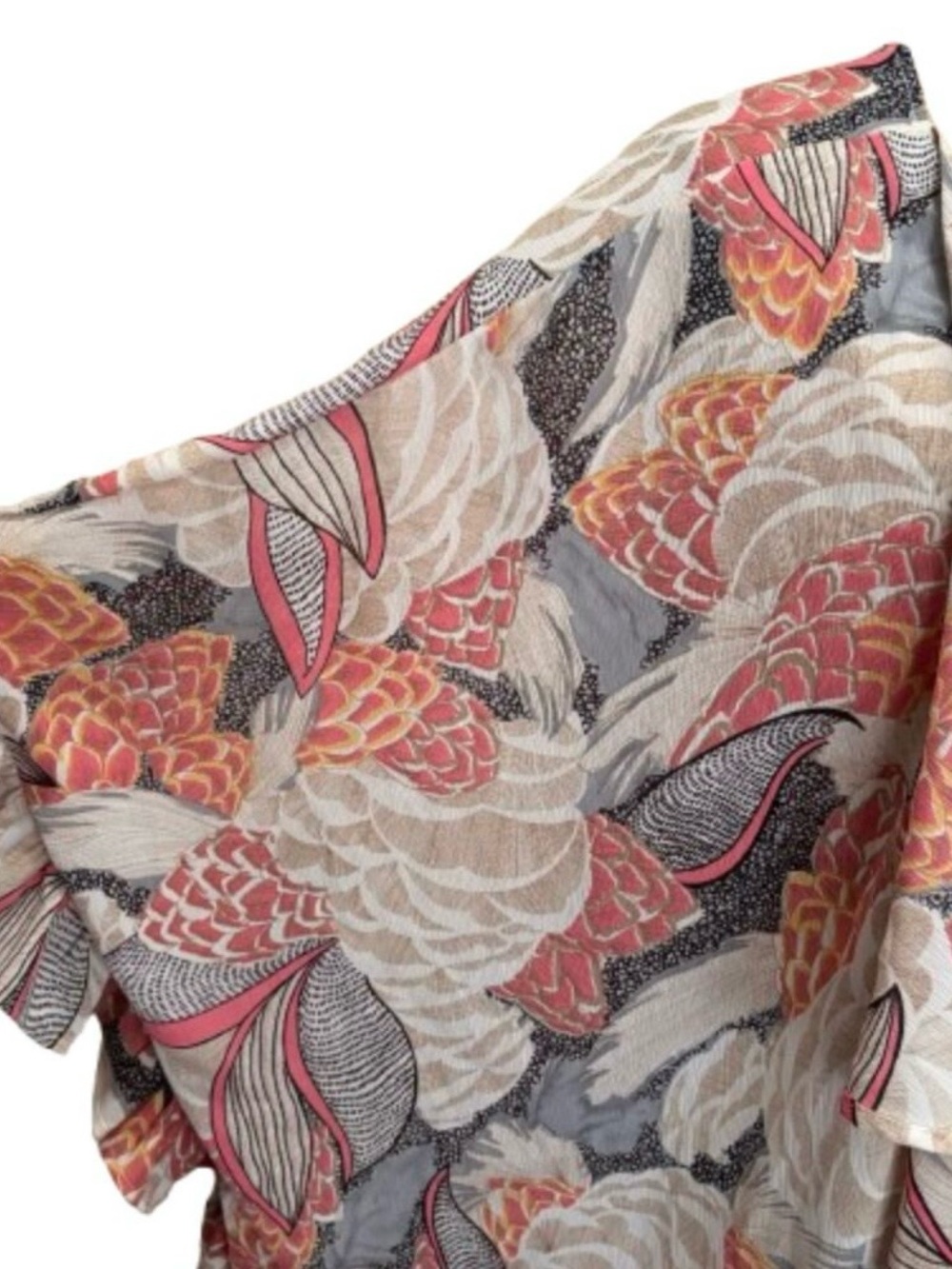 Umgee Floral Sheer Kimono in Peach, Pink, Cream & Gray - Picture 3 of 6